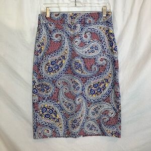 J. Crew No. 2 Pencil Skirt Paisley Blues NWT SZ 2